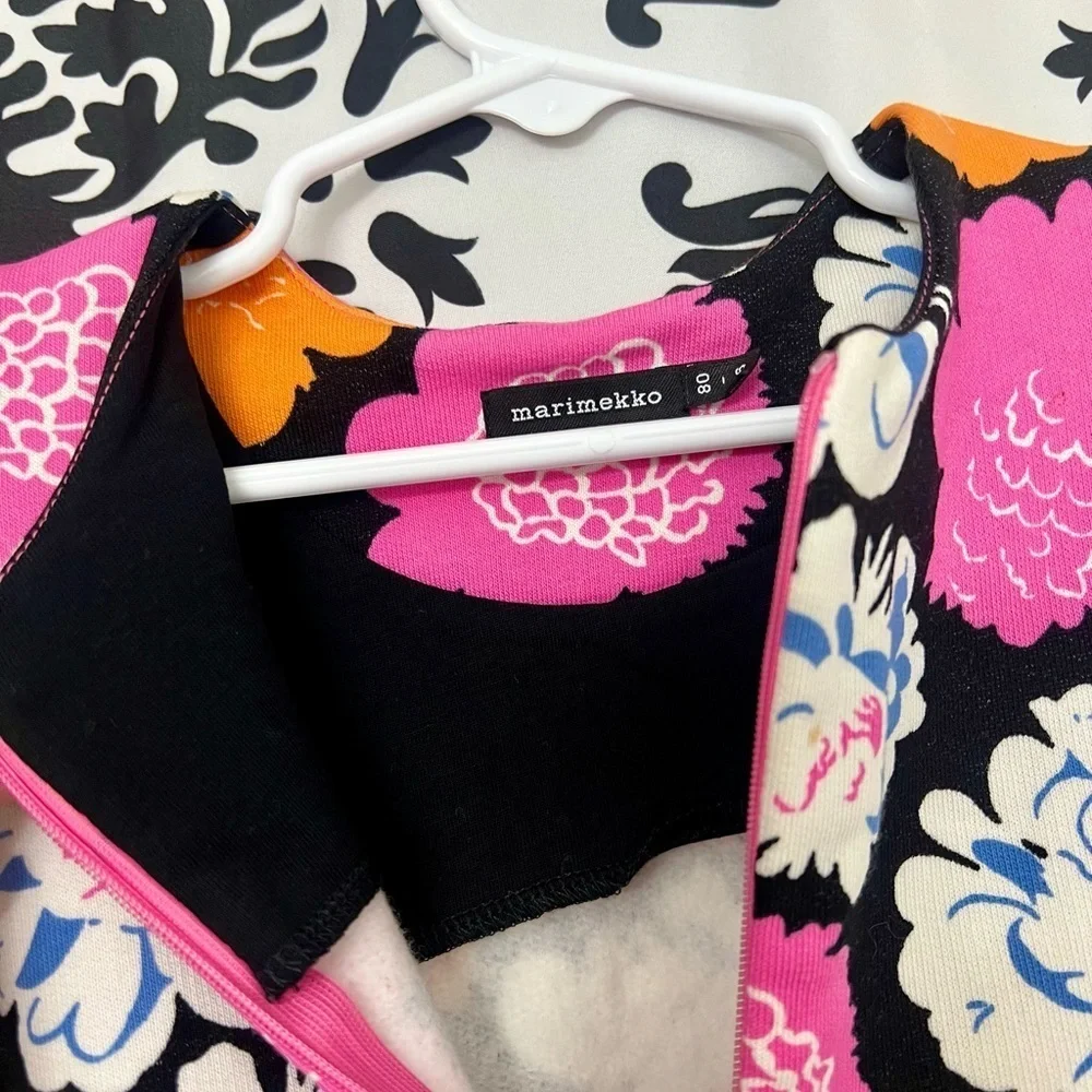 Vintage Marimekko Pink and Orange Floral Girls Dress